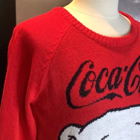 Coca Cola Women’s Size M Red White Polar Bear Christmas Pullover Holiday Sweater - Picture 7 of 9